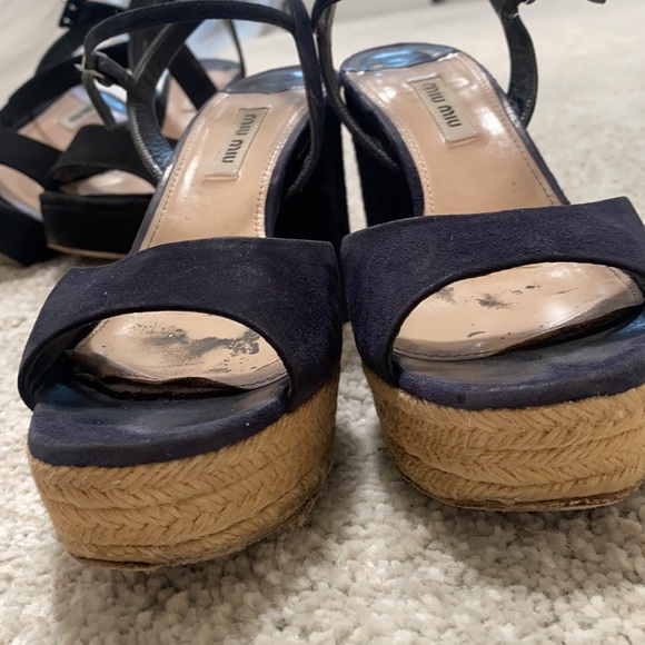 Platform Miu Miu Blue Suede Shoes - Picture 6 of 7